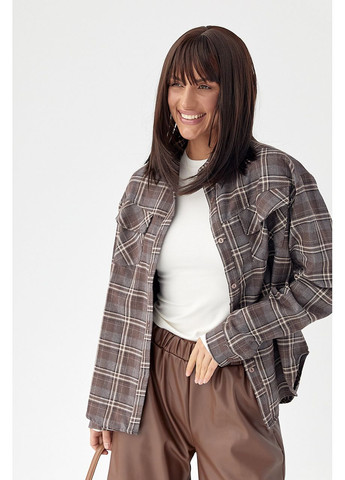 Клітчаста сорочка з напівкруглим низом Lurex (368276467)