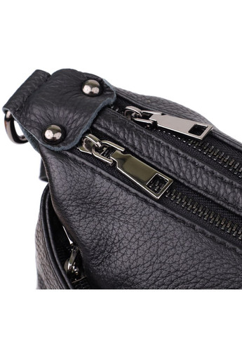 Женская сумка из натуральной кожи с двумя отделениями и карманами черная Vintage (352167668)