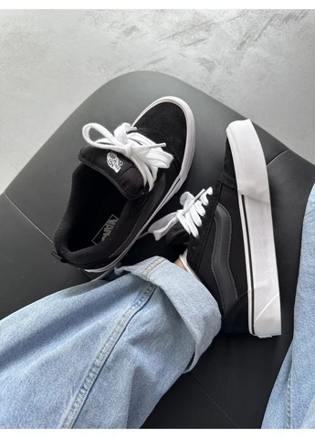 Черно-белые демисезонные кроссовки мужские и женские vans knu skool black white | ванс кну скул черно-белые No Brand