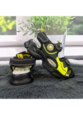 Черные повседневные босоножки детские сандалии для мальчика Kimboo на липучке