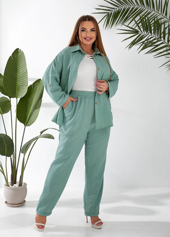 Костюм женский из льна (рубашка + брюки) No Brand (328604744)