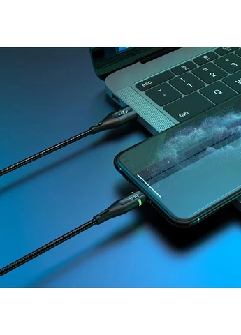 Кабель U93 USB to iP 2.4A, 1.2m, nylon, aluminum connectors, light indicator, Black Hoco (388967215)