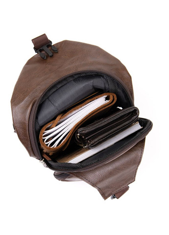 Сумка крос боді з емблемою зі шкірозамінника 20569 Коричнева Vintage (308061388)