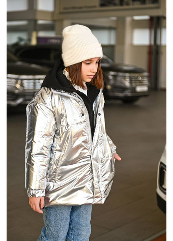 Серая зимняя трендовая подростковая куртка — замер в описании Vione