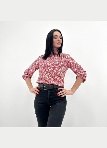 Терракотовая женская блуза с принтом Fashion Girl