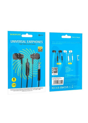 Навушники Singer universal earphones with microphone BM74 1.2m Hi-Fi HD Mic чорні Borofone (293346357)