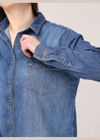 Светло-синяя повседневный рубашка однотонная Whitney с длинным рукавом