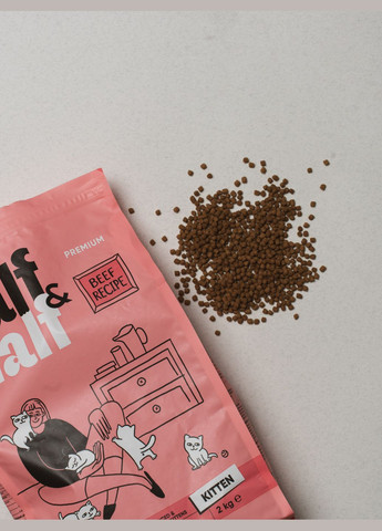 Сухой корм для котят, с говядиной, 2 кг Half&Half (306721698)