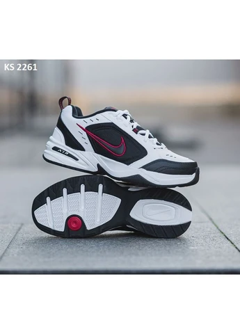 Белые демисезонные кроссовки мужские nike air monarch iv white red найк аир монарх No Brand