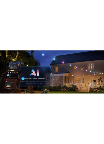 Набор светодиодных ламп H7025 Outdoor Clear Bulb String Lights, 15м, RGBIC/Warm White, WI-FI/Bluetooth, черный Govee (370619028)