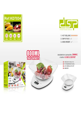 Ваги електронні кухонні KD-7034 із чашею цифрові до 5 кг DSP (317416658)