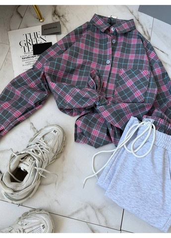 Костюм женский (рубашка+штаны) розово-серый New Fashion (365796616)