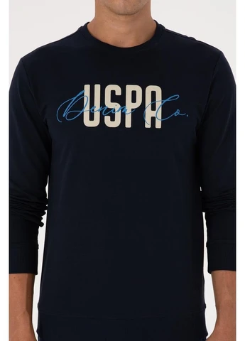 Темно-синий свитшот U.S. Polo Assn. надпись без декора (394203204)