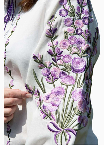 Молочная женская вышиванка нежные цветы лен молочная Україна лен (314713639)