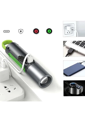 Ліхтарик ручний світлодіодний акумуляторний 2000 мА·год USB Type-C чорний BL S507 для кемпінгу та походів Kassell (379600353)