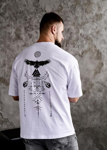 Белая футболка с дтф принтом (оверсайз) No Brand