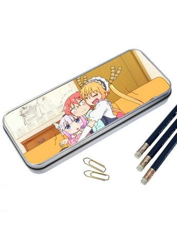 Пенал шкільний для хлопчика та дівчинки металевий Аніме Драконопокоївка пані кобаяші #003 7*18 см Silver No Brand (309156571)