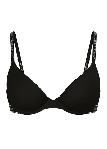 Чорний бюстгальтер the t-shirt lightly lined full-coverage cotton bra, чорний Victoria's Secret з кісточками бавовна, модал, еластан