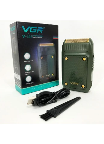 Акумуляторна електробритва VGR USB зелена для гоління та стрижки з триммером та водонепроникністю No Brand (379742180)