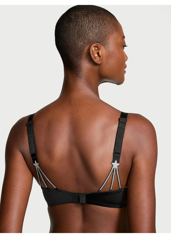 Чорний комплект жіночої білизни very sexy starstruck shine black (ліф 36c + трусики-стрінги m) Victoria's Secret