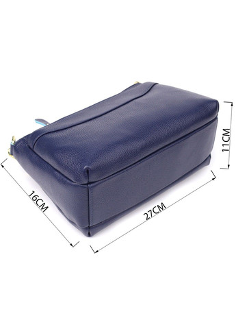 Елегантна жіноча шкіряна сумка з жорстким дном 22986 Синій Vintage (356452070)