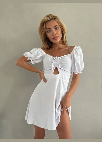 Белое повседневный, кэжуал платье No Brand однотонное