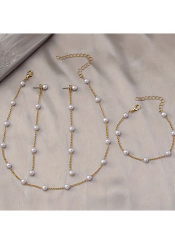 Комплект чокер, браслет и сережки бусины ( имитация жемчужин) No Brand (353968758)