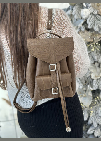 Женский кожаный рюкзак М Коричневый Рептилия Под заказ Dekey (351898911)