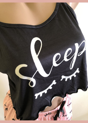 Комбінована всесезон жіноча піжама комплект топ шорти l чорно-рожевий (2-265) New Style