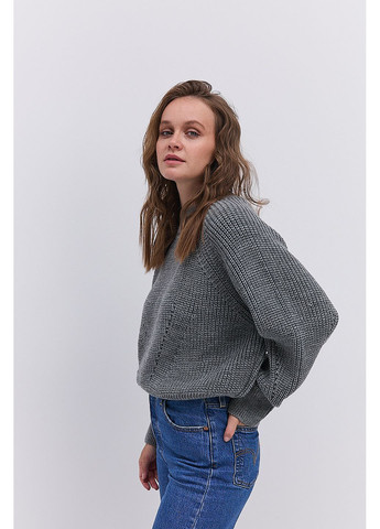 Вязаная женская кофта темно-серая с рукавами-регланами Arjen (364967610)