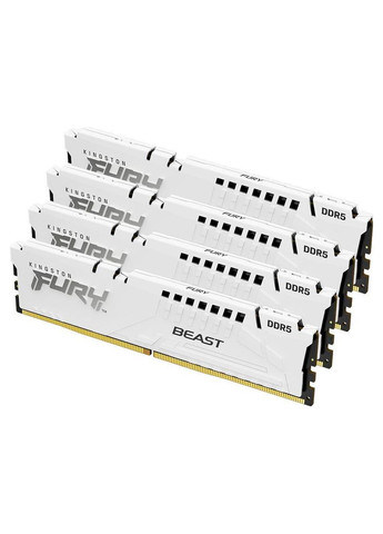 Модуль пам'яті для комп'ютера DDR5 128GB (4x32GB) 5600 MHz FURY Beast White Fury (ex.HyperX) (KF556C40BWK4-128) Kingston (315786306)