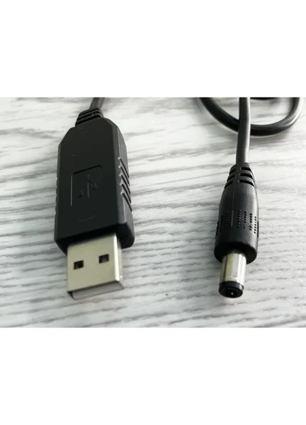 Кабель для роутера від повербанка з перетворювачем на 12V, DC 2.1x5.5mm, USB 5V->12V, 1м No Brand (380900144)