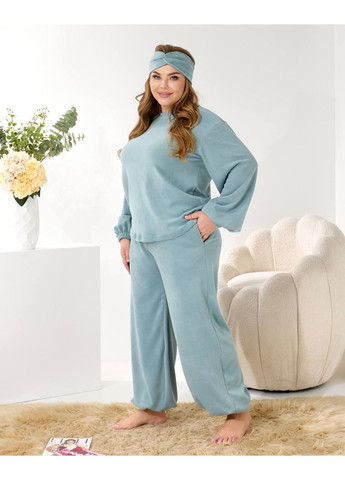 Фісташкова зимня домашній костюм з мікрофлісу + чалма 🤍🤍🤍 кофта + брюки Україна