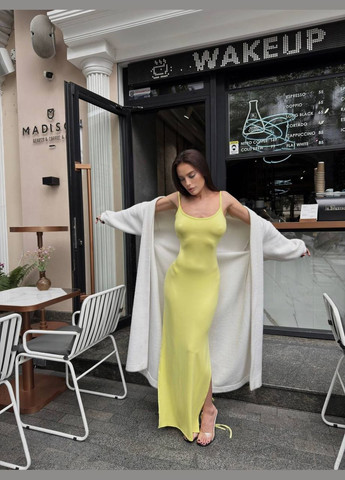 Світло-жовтий повсякденний жіноча сукня максі з зав'язками силуетна Style Point однотонна