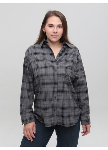 Сорочка жіноча в клітинку сіра тонка Cracpot Вільний (361855972)