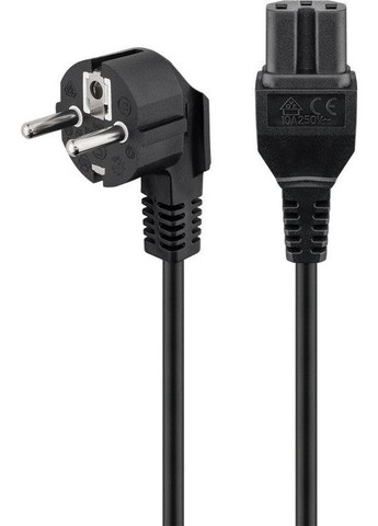 Кабель живлення пристроїв IEC(Schuko) (C15) M/F (тато/мама) 2.0m 0.75mm термостійкий D=6.5mm Cu Goobay (369646452)