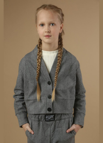 Серый демисезонный костюм "елка" брючный IRmAS