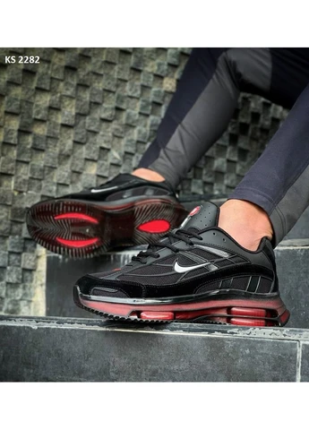 Чорні літні кросівки nike air black red найк аір No Brand