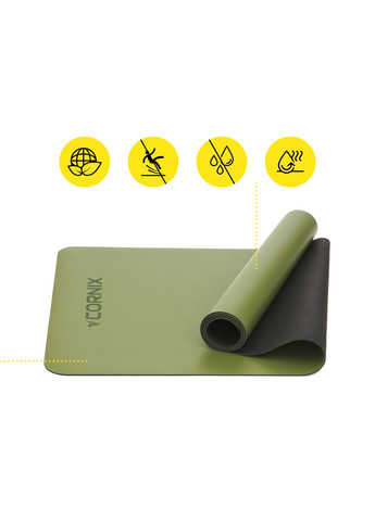 Коврик спортивный PU 183 x 68 x 0.4 см для йоги и фитнеса Green Cornix XR-0321 (341529165)