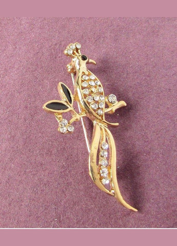 Золотая брошь птица в стразах, 2494 Fashion Jewelry (336950504)
