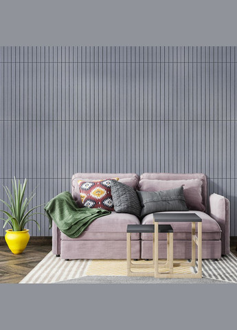 Покриття вінілове самоклеюче 3D рейки тік сивий 600*600*2,8мм (D) SW-00002206 Sticker Wall (316187118)