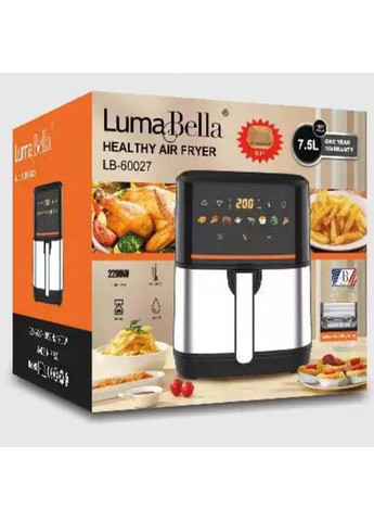 Аерофритюрниця безмасляна LB-60027 електричний аерогриль 7,5л з сенсорним управлінням 2200Вт Чорний Luma Bella (362215610)