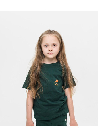 Зелена літня футболка з лого для дівчаток Ginger Cat