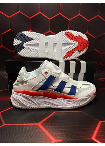 Білі літні кросівки adidas niteball white blue red адідас найтбол No Brand