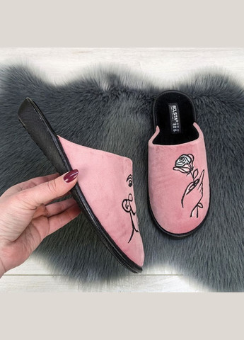 Розовые тапочки женские домашние с закрытым носком велюровые Белста