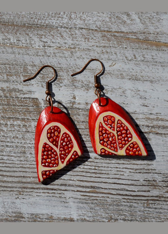 Авторские деревянные серьги "Гранат" Lucy Kozyra (325454994)