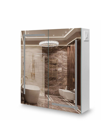 Зеркальный шкаф в ванную G20 - 60 см с подсветкой LED (двухстворчатый) Seria A (372113739)