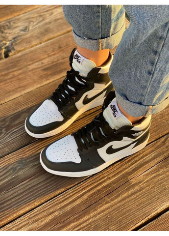 Чорні Осінні кросівки чоловічі nike air jordan 1 retro high black white 1 найк аір джордан No Brand