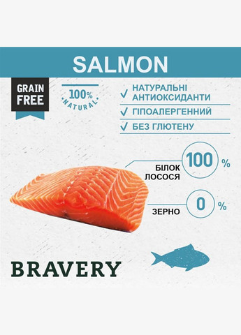 Сухой корм Salmon Large/Medium Adult для взрослых собак средних и больших пород с лососем 12 кг (8436538946640) Bravery (315867979)