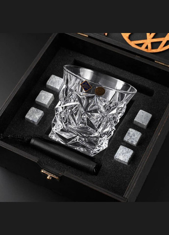 Подарочный набор для виски Bohemia Glacier 350 мл с камнями для виски Handmade WS105 (342745326)